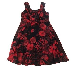 Signature Ella Womens Floral Red Black Dress 14W Whimsigoth Dark Witchy Vamp Y2K